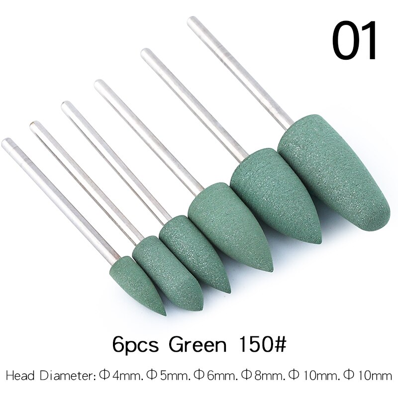 6Pcs Rubber Silicon Nail Boren Set Frezen Voor Manicure Pedicure Elektrische Polijstmachine Sterke Nagel Boormachine Gereedschap: 1