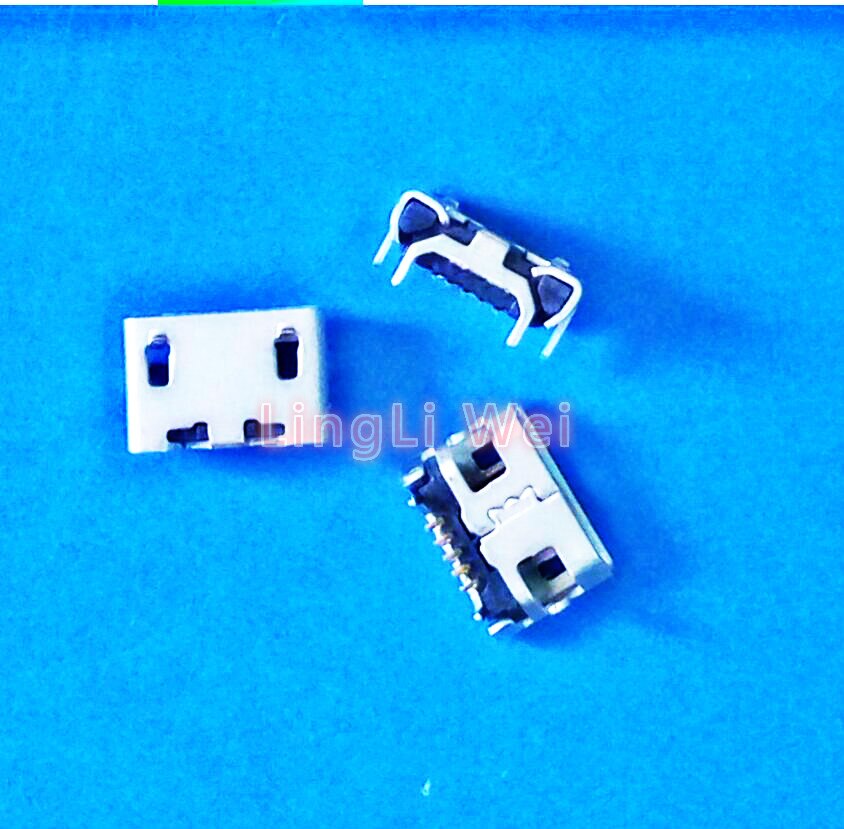 Mini conector USB hembra, Conector Micro Usb de boca plana de cuatro patas, 5 pines, 100 Uds.,