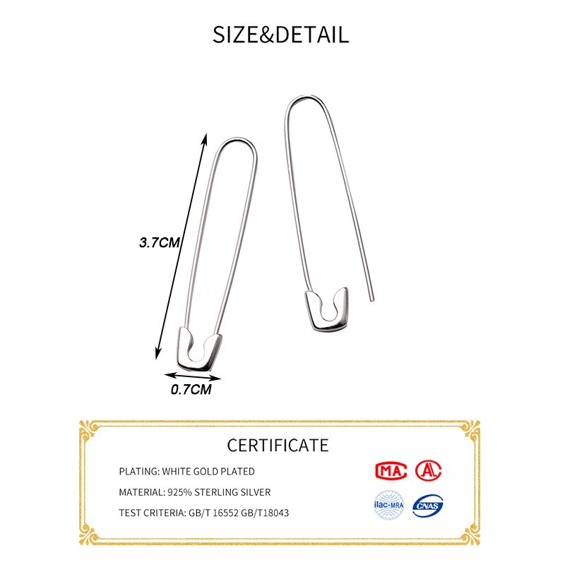 INZATT Real 925 Sterling Silve Geometric Pin Hoop Earrings For Women Party Minimalist Fine Jewelry Accessories