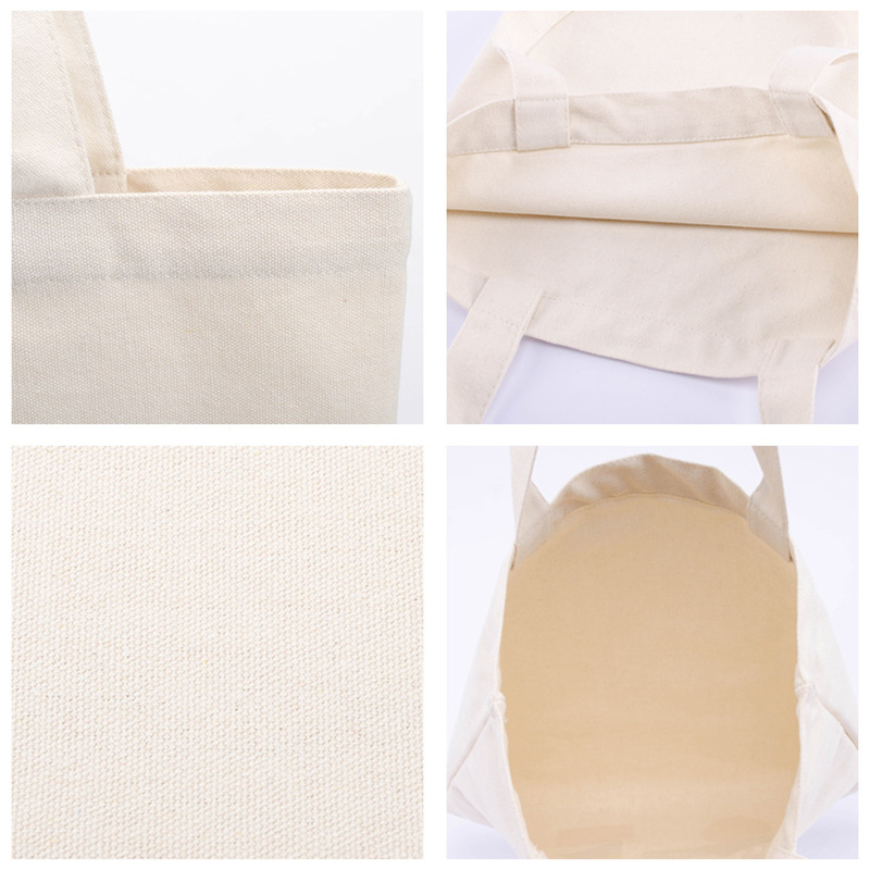 Große Kapazität Segeltuch Schulterhandtasche Falten umweltfreundliche Baumwoll-Tragetaschen Wiederverwendbare DIY-Umhängetasche Einkaufstasche Beige Weiß