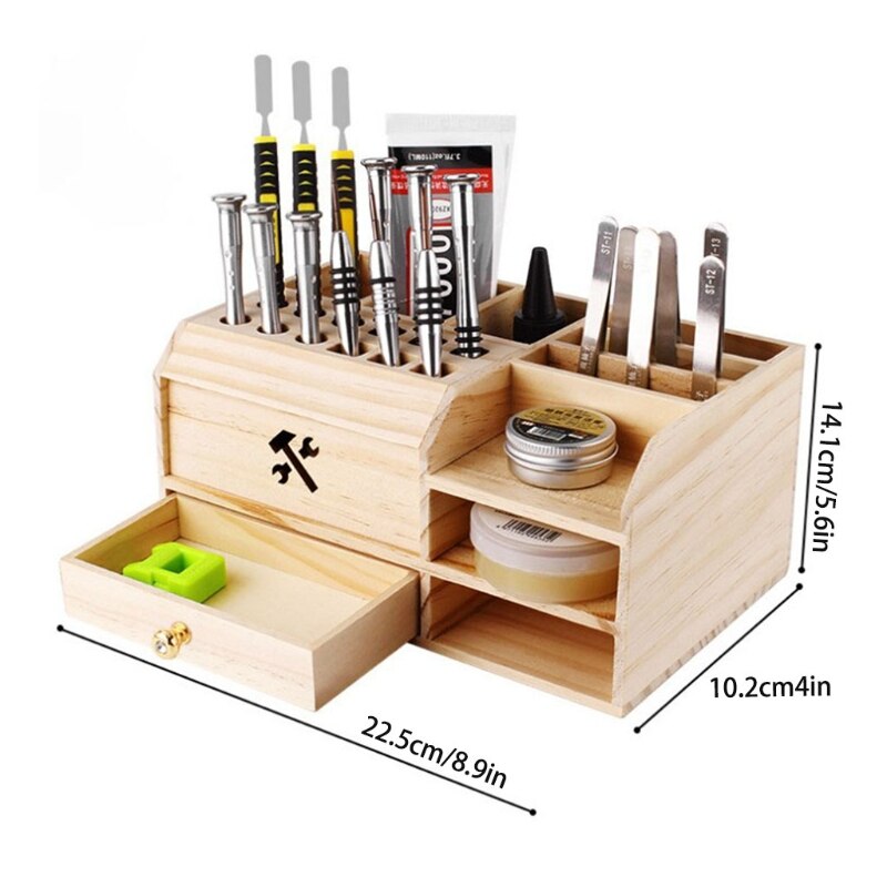 Wooden Multi-purpose Storage Organizer with Drawerfor Tools and Sundries Storage Box Tools and Artist Tool Box