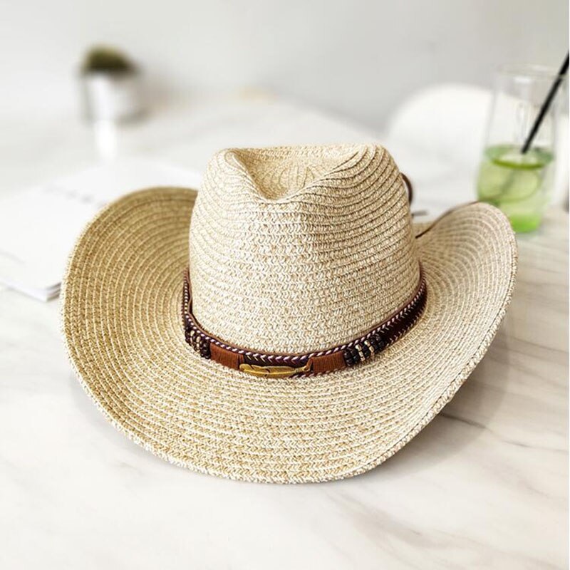 Ymsaid sommerstil cowboy stråhatt kvinner menn sommer utendørs reise strandhatter unisex fast vestlig solskjermhette