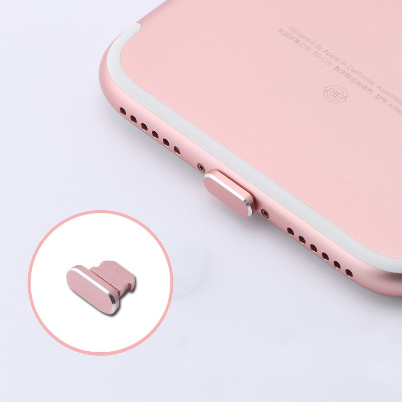 Aluminium Stof Plug Voor Ipad Voor Iphone X Xs Max Xr 8 7 6 6S Plus 5 5S 5C Se Lading Poort Stopple Dust Plug Rose Goud