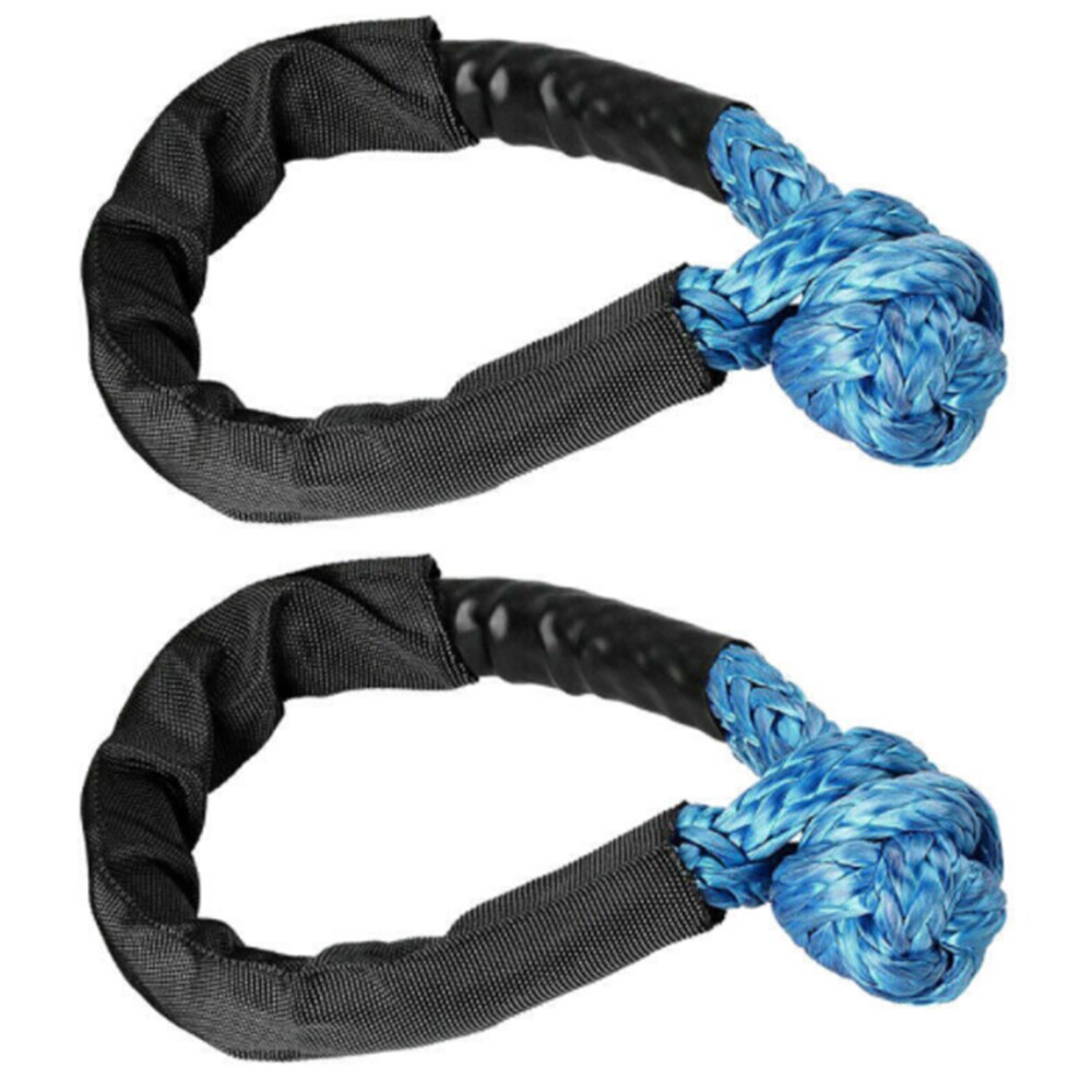 2pcs Soft Shackle Rope Synthetic Tow Recovery Strap 38,000LBs WLL 7.5Tons