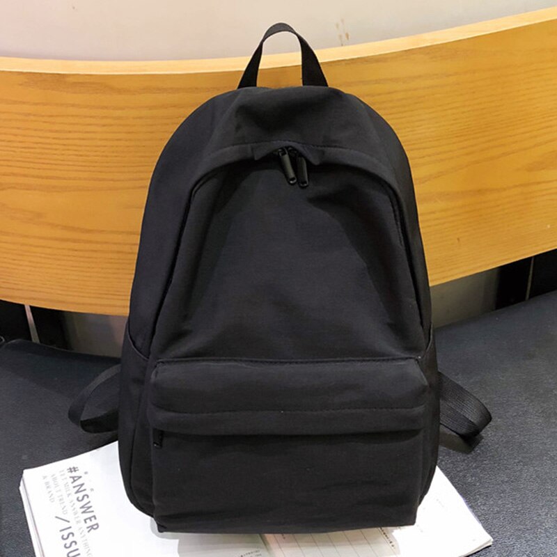 HOCODO Solid Canvas Backpack For Teenagers Women Casual Large Capacity School Bag Simple College Wind Travel Backpack Mochila