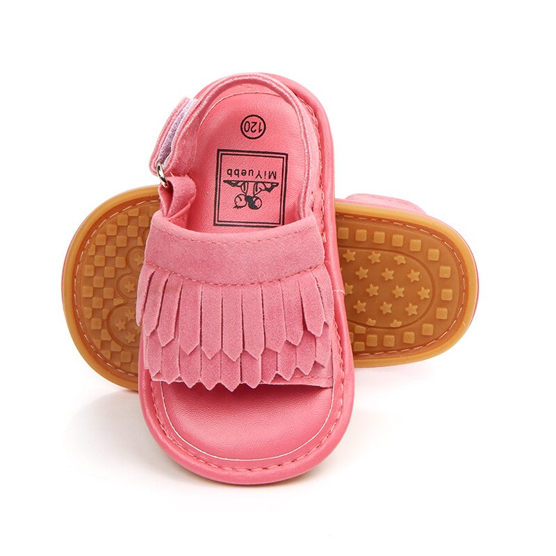 Sandales d'été en cuir suédé pour bébés filles, chaussures antidérapantes, plates, à semelle souple, pour nourrissons