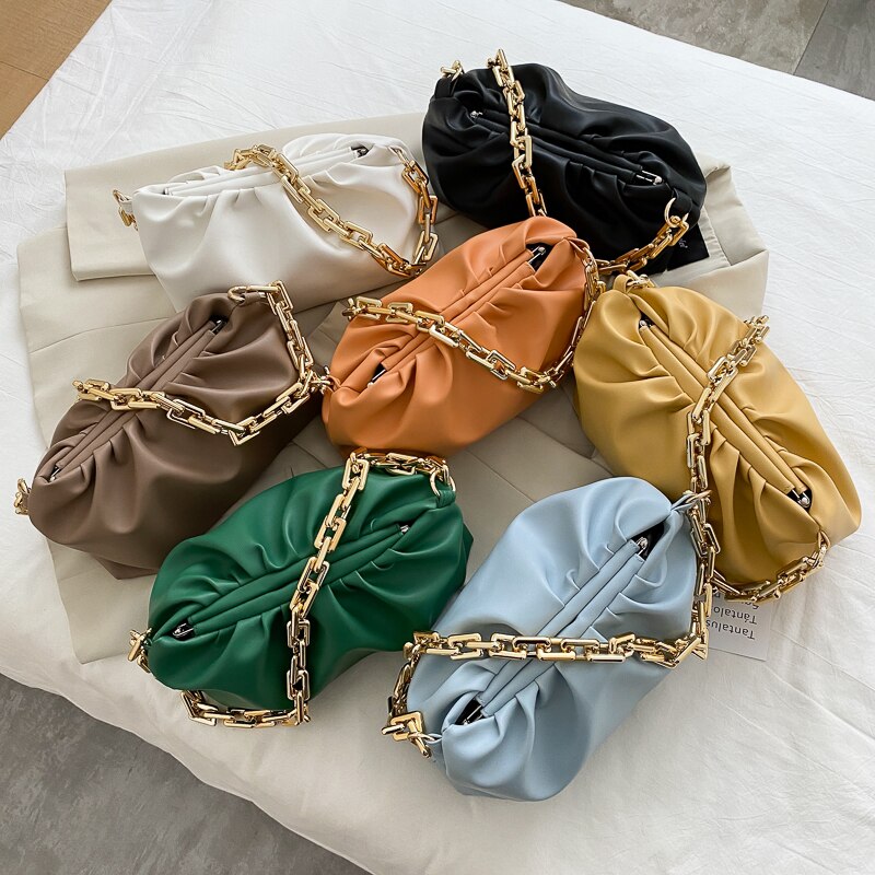 Bolso bandolera Hobos Cloud con cadena gruesa para mujer, Cartera de lujo, novedad,