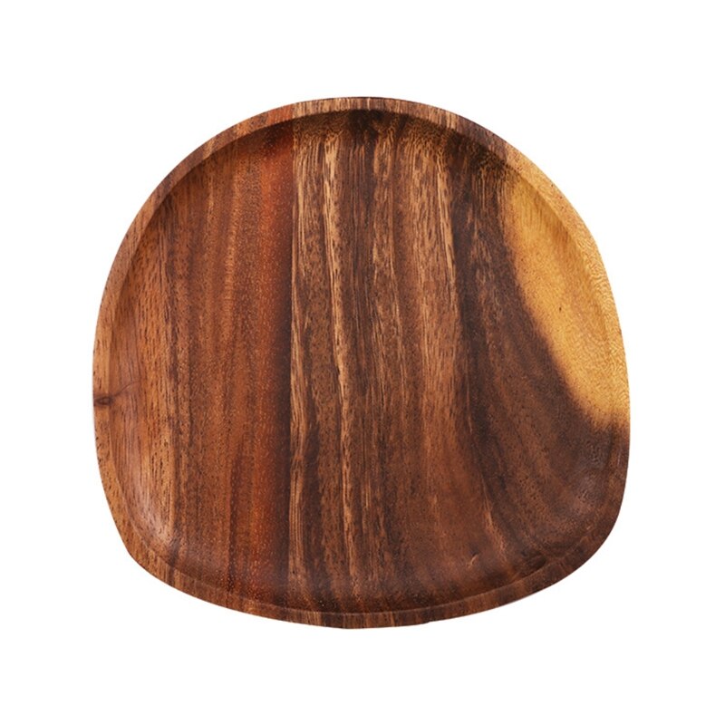Wood Irregular Oval Dinner Plate Lightweight Easy Cleaning Solid Wood Pan for Dishes Snack Dessert Unbreakable: C