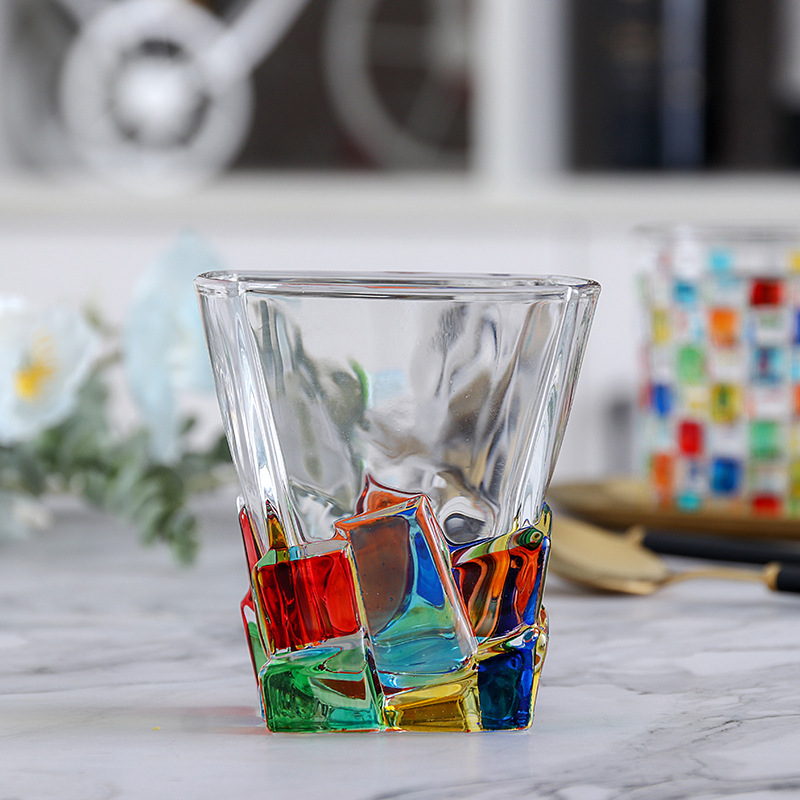 high-value hand-painted crystal glass light luxury line woven pattern crystal glass whiskey glass juice water glass