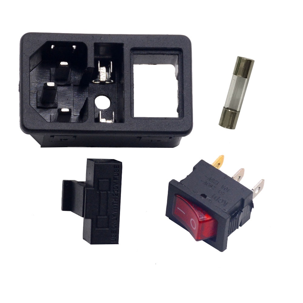 with 10A fuse ! Red blue Black orange Rocker Switch Fused IEC 320 C14 Inlet Power Socket Fuse Switch Connector Plug Connector