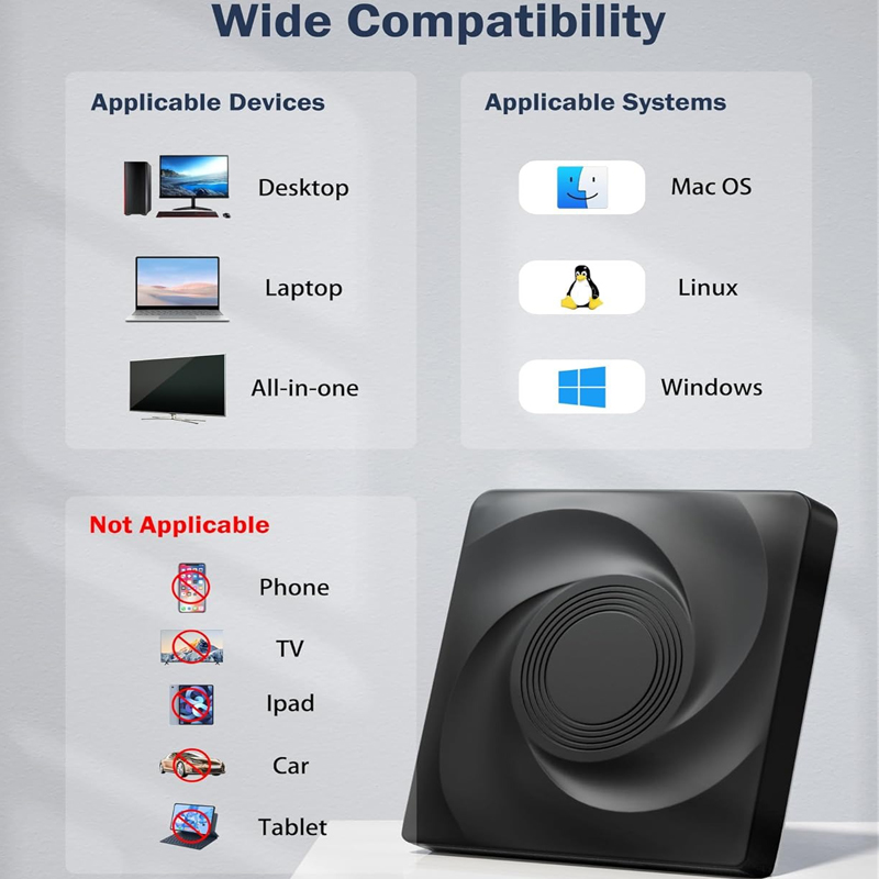 External Blu ray Drive USB 3.0 Type-C Optical BD CD DVD Drive Burner Portable Player Writer Compatible with Windows/MacOS/Linux