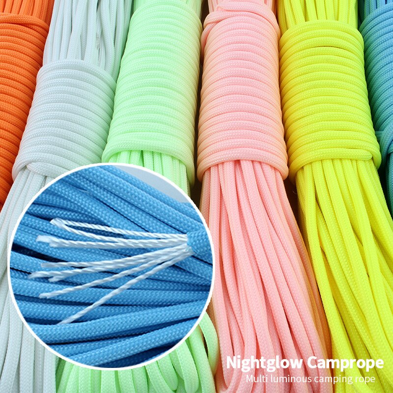 Luminous liny 9 nici 4mm Paracord Nylon 550 namiot przewód Glow spadochron odkryty pakiet smycz Camping Survival EDC
