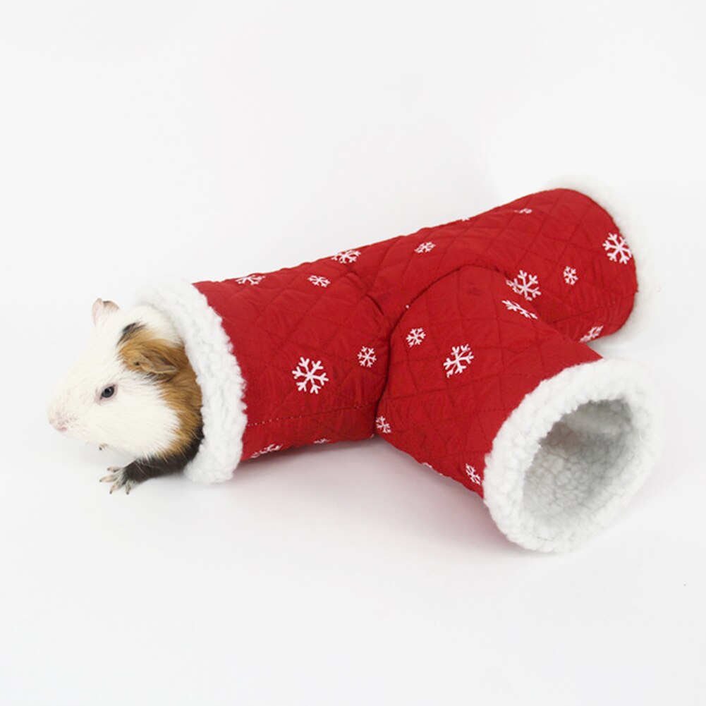 3 voies jouer accessoires drôle souris douce petits animaux Hamster Tunnel exercice Chinchilla maison Cages Tubes jouet cochon d'inde: Red