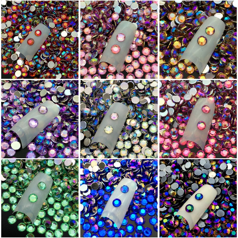 60 stuks/pak 5mm diy 3d nail art acryl ronde glitter strass steentjes plaat uv gel polish tips edelsteen sticker manicure decal decoratie