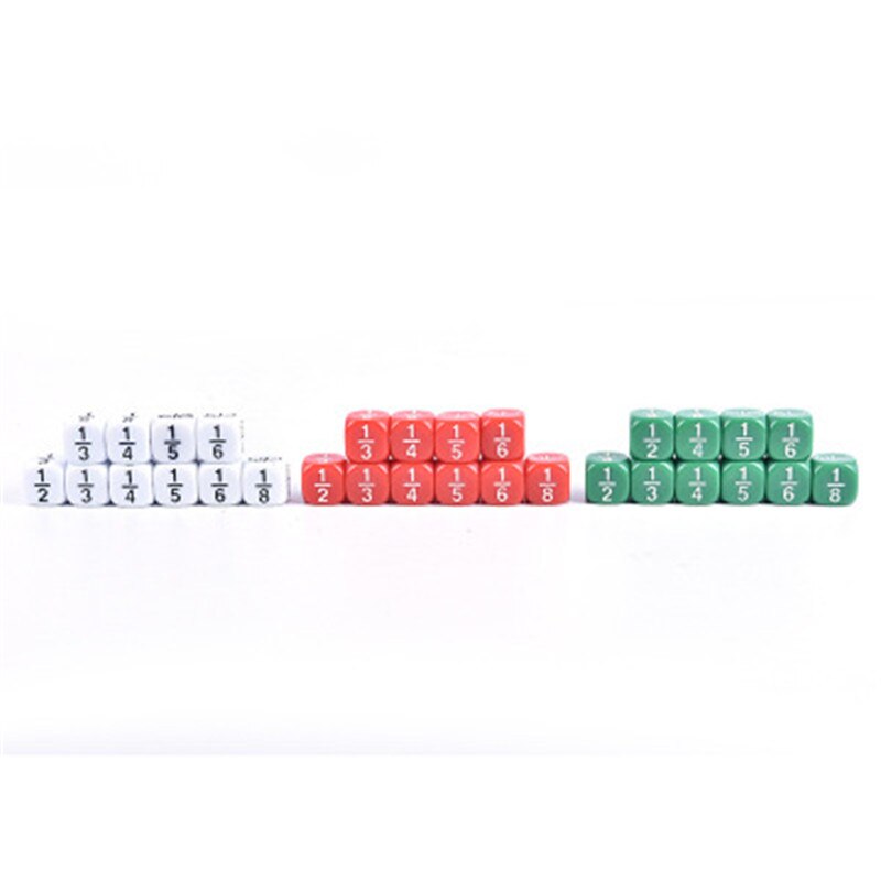 Accessorio divertente del gioco di istruzione dei dadi di numero frazionario bianco/verde/rosso di 10 pz/set 16*16mm