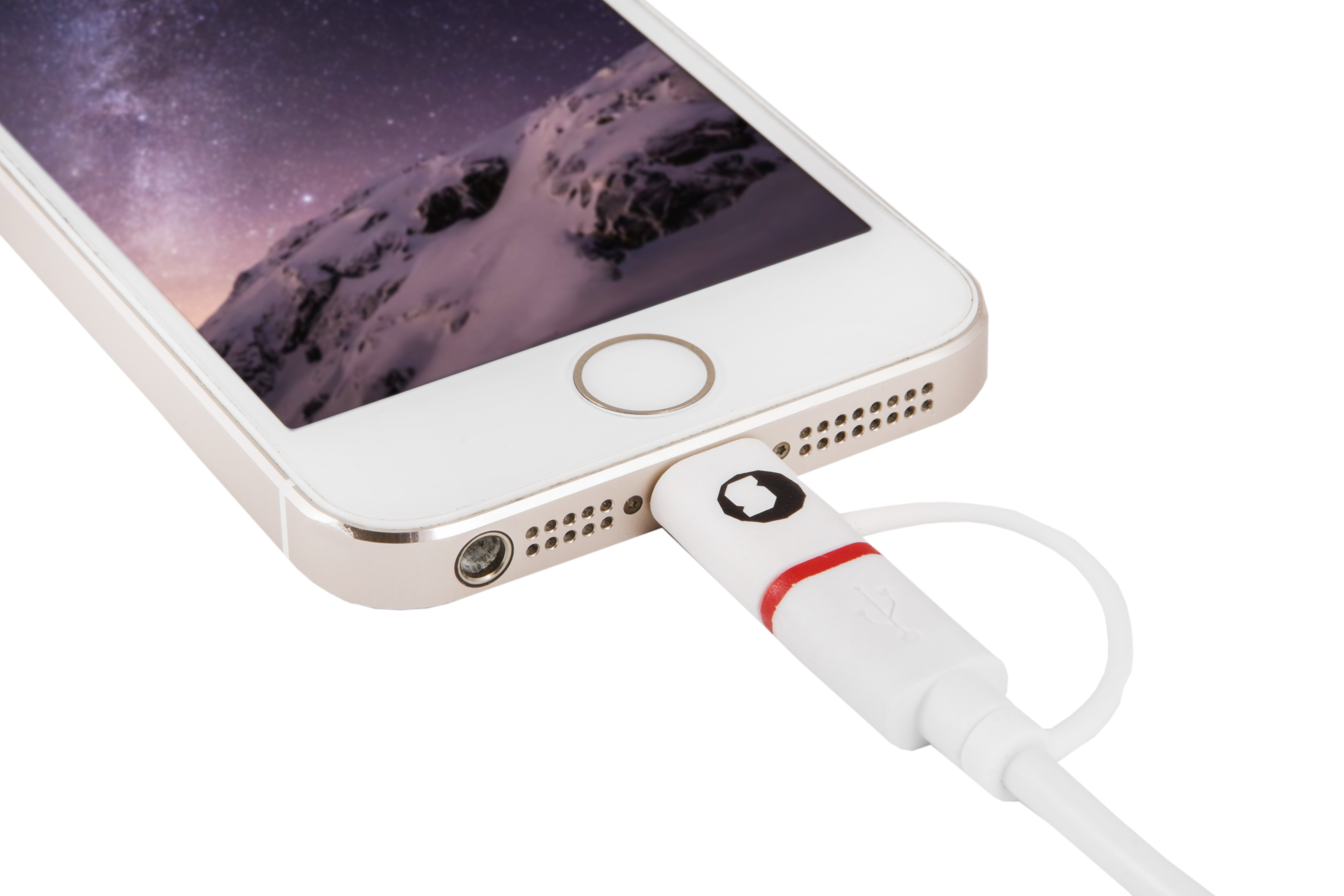 Zilveren Ht 93640 Mfi Combo Kabel Met Micro Usb En 1.5M Lightning, Witte Kleur