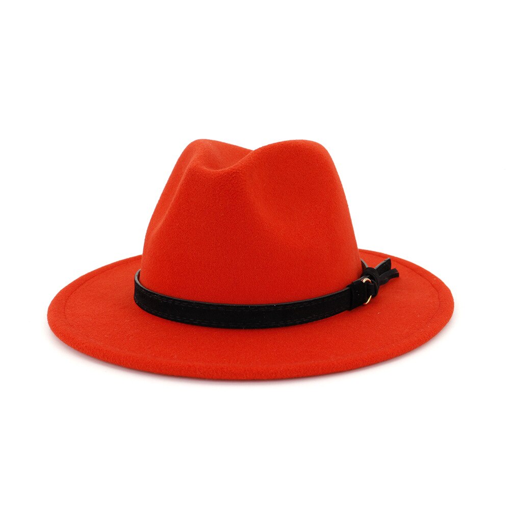 Vintage sommar bred brätte fedorahatt kvinnor lädersnöre imitation ylle jazzhatt keps chapeau för resor: 15