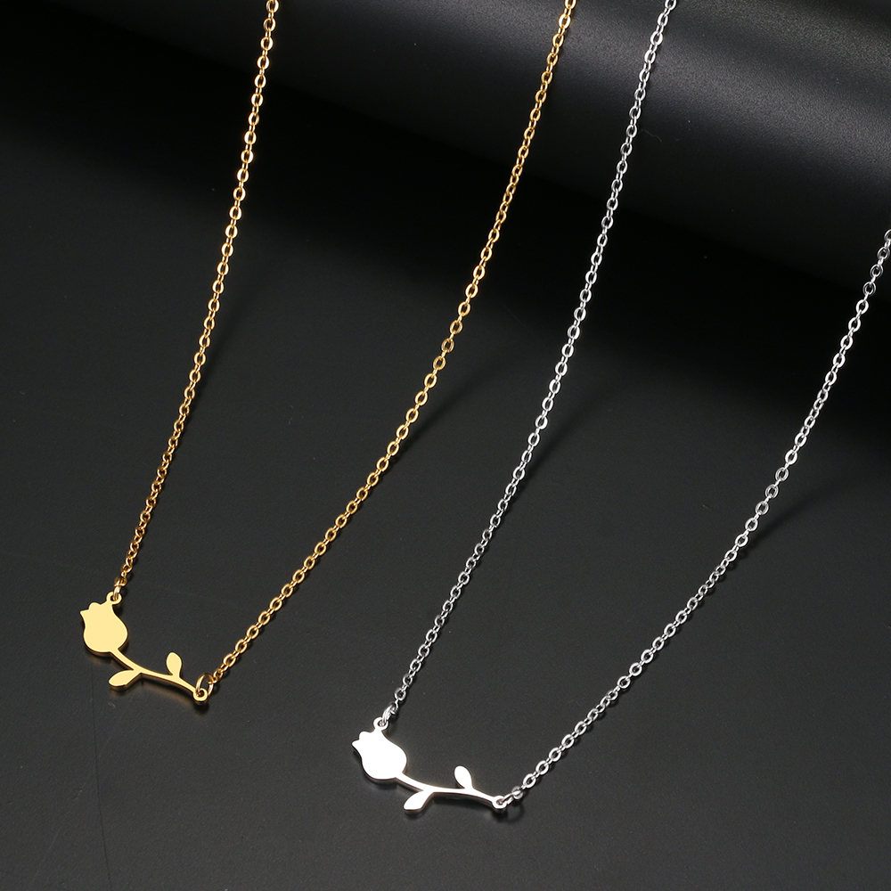 Rvs Kettingen Rose Valentines Hanger Kraag Ketting Mode Ketting Voor Vrouwen Sieraden Bruiloft Vrouw Cadeaus 1Pcs