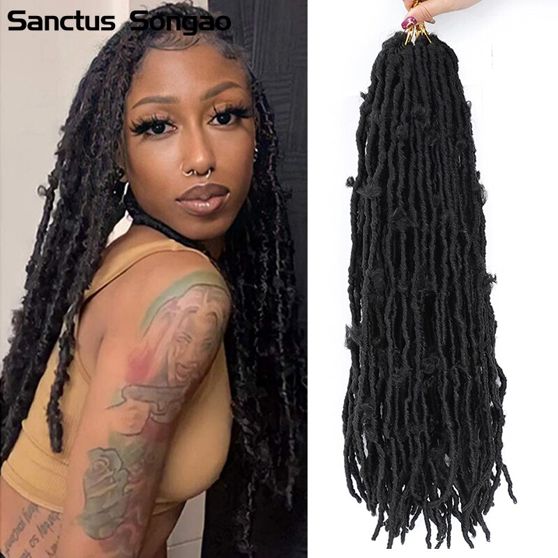 Butterfly Locs synthetic Crochet Braiding Hair 18‘ 24’ Bob Distressed Crochet Faux locs Hair Apply to Extension for Black Women