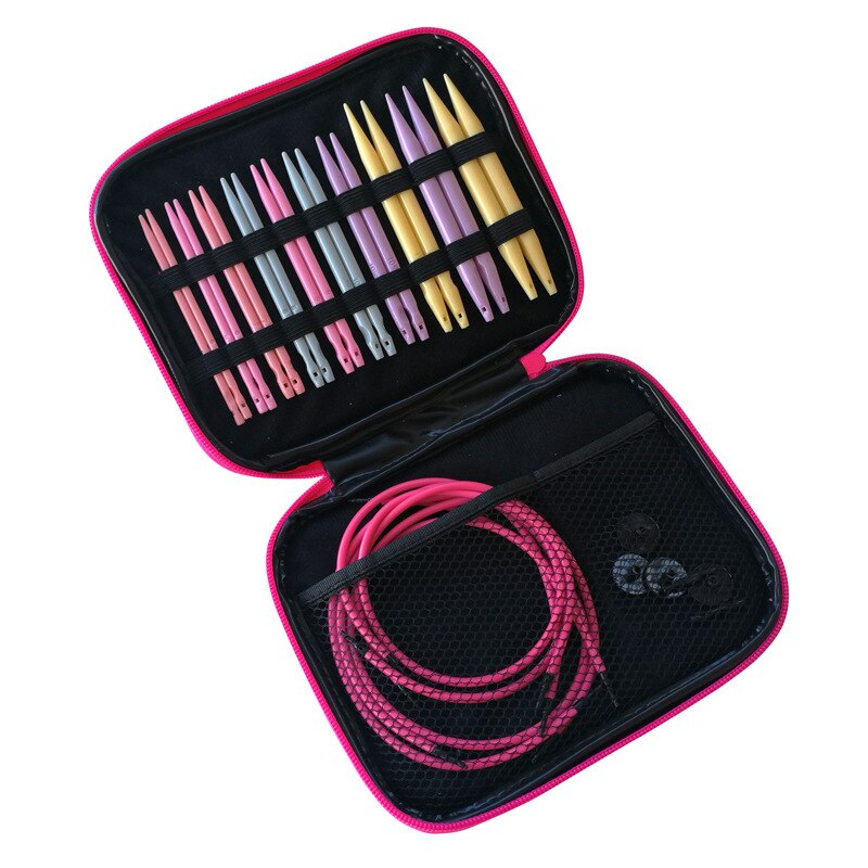 Plastic Circular Knitting Needles Set with Case DIY Craft Scissors Stitch Marker Sewing Tool Circular Crochet Knitting