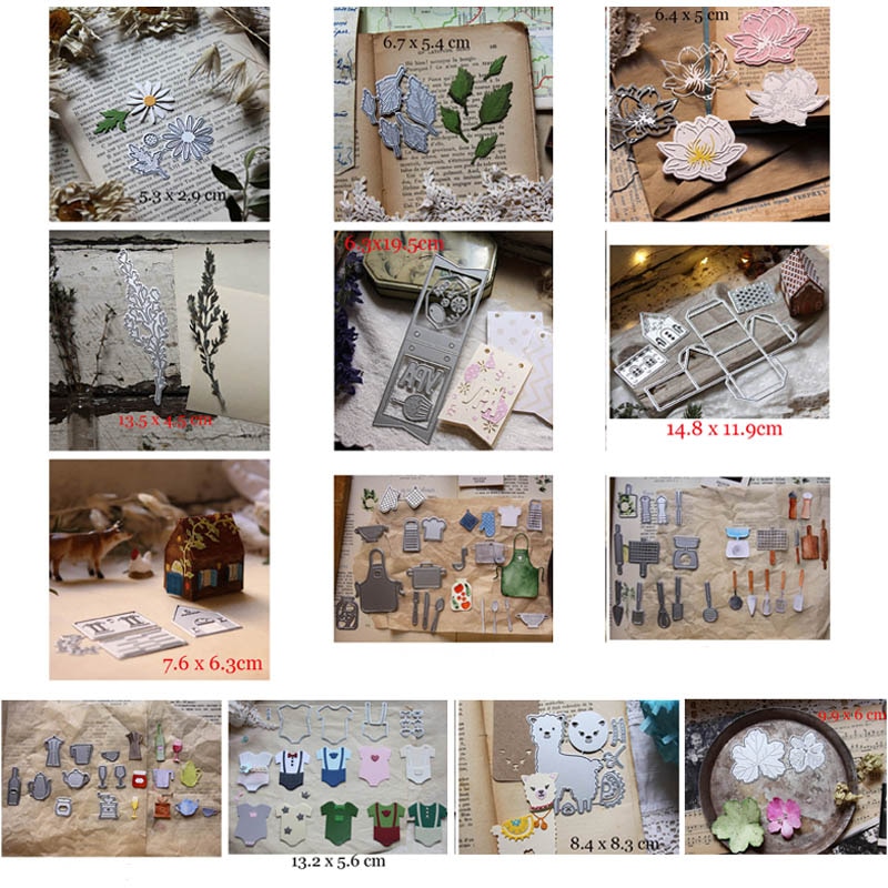 Alpakka vauvanvaatteet talo lehti päivänkakkara metallinleikkausmuotit itse tekemiseen scrapbooking kohokuviointi kortit askartelu 19b