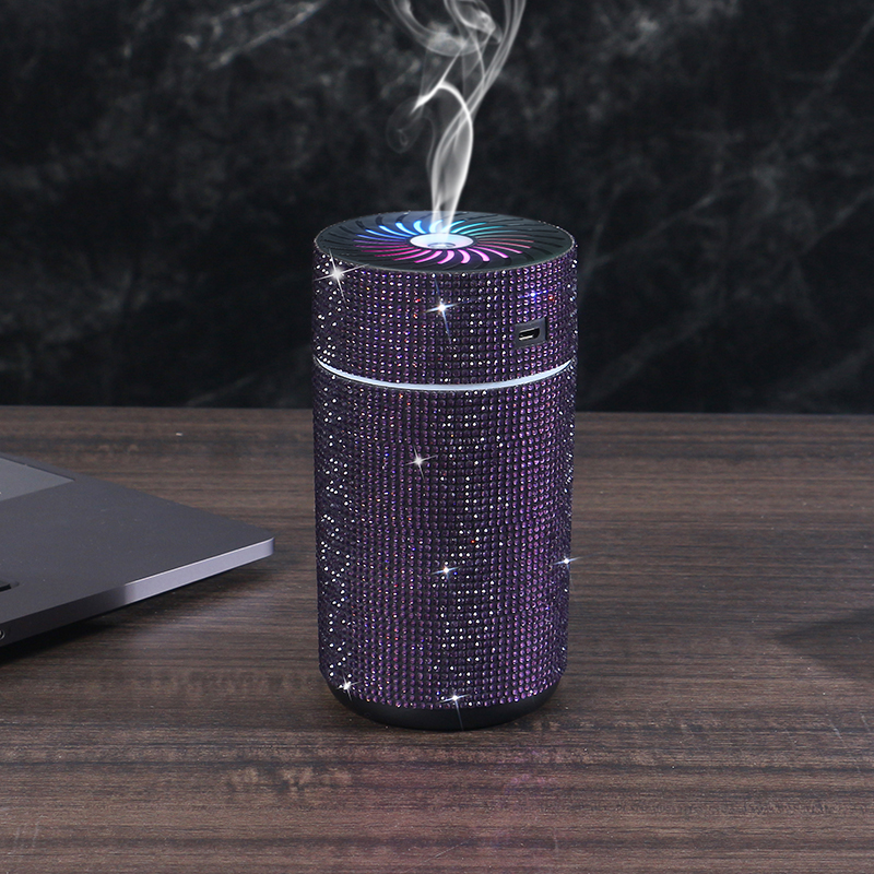 Luxe Glanzende Auto Diffuser Luchtbevochtiger Met Led Licht Diamant Auto Luchtreiniger Diffuser Luchtverfrisser Bling Auto Accessoires: Paars