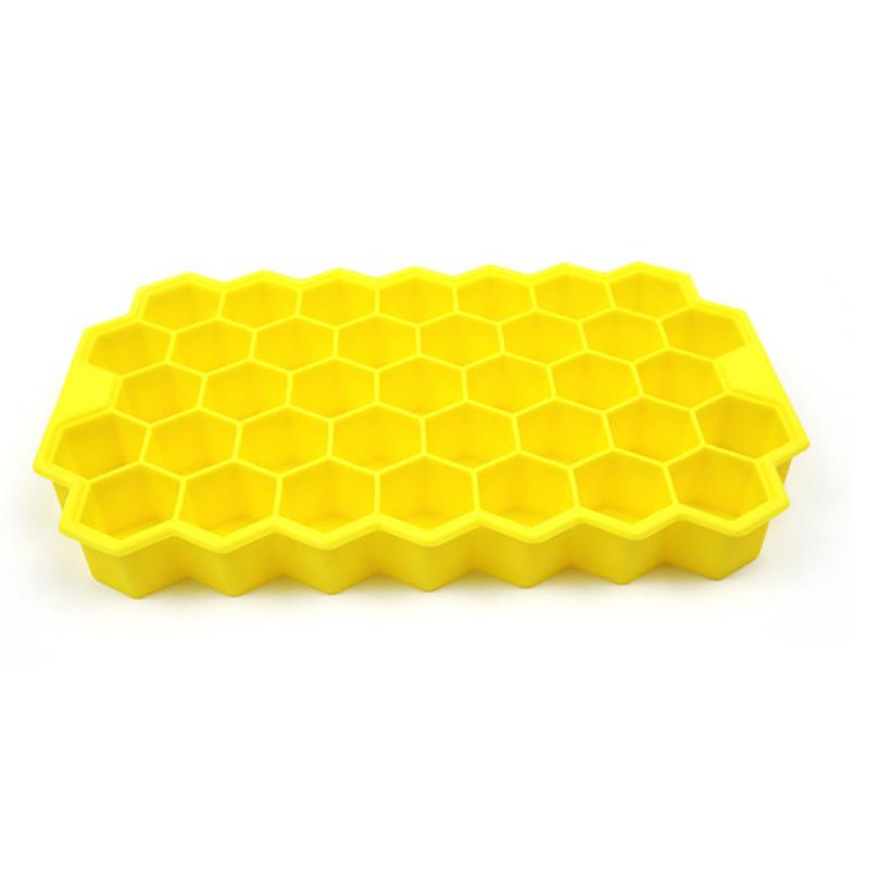 Honingraat Ice Mold Lade 37 Ijsblokjes Puck Maken Mold Thuis Diy Silicone Ice Box Party Ijs Whiskey Cocktail koud Drankje: Yellow