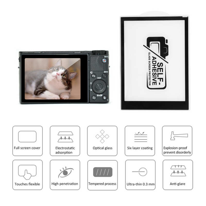 Tempered Glass Screen Protector for SONY RX100/RX10/RX1 Cameras - Clear LCD Display Film