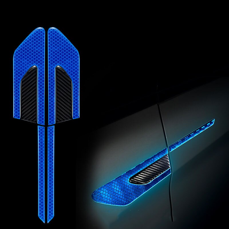 2Pcs/Set Car Reflective Safety Warning Strip Tape Car Bumper Reflective Strips Secure Reflector Stickers Decals: Blue