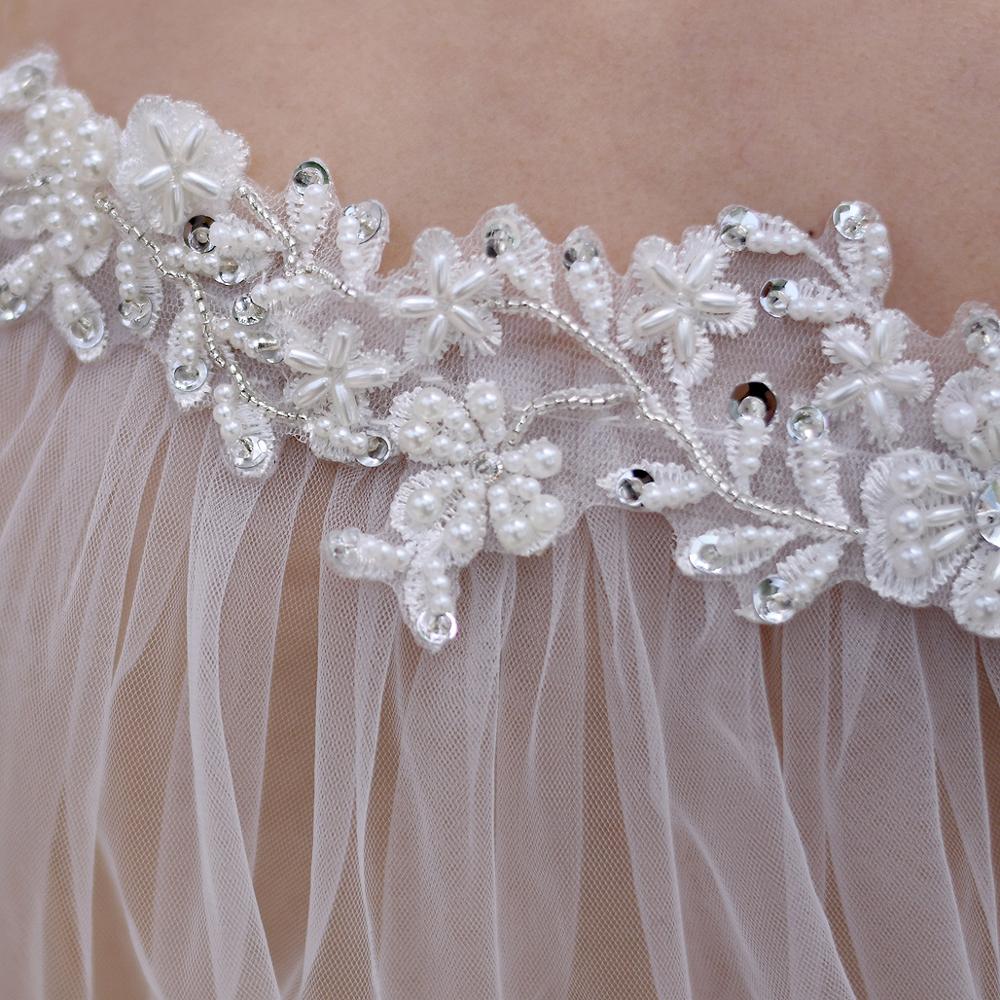 ZMG26 Women's Long Capes for Wedding Pearl Embellishment Chiffon White Bridal Shawls Wraps for Formal Party bolero for girls