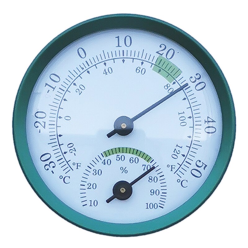 Clock-shaped Wall-mounted Temperature Humidity Meter Gauge Measure Tool 2in1 Thermometer Hygrometer Round Sauna Room Household: Green