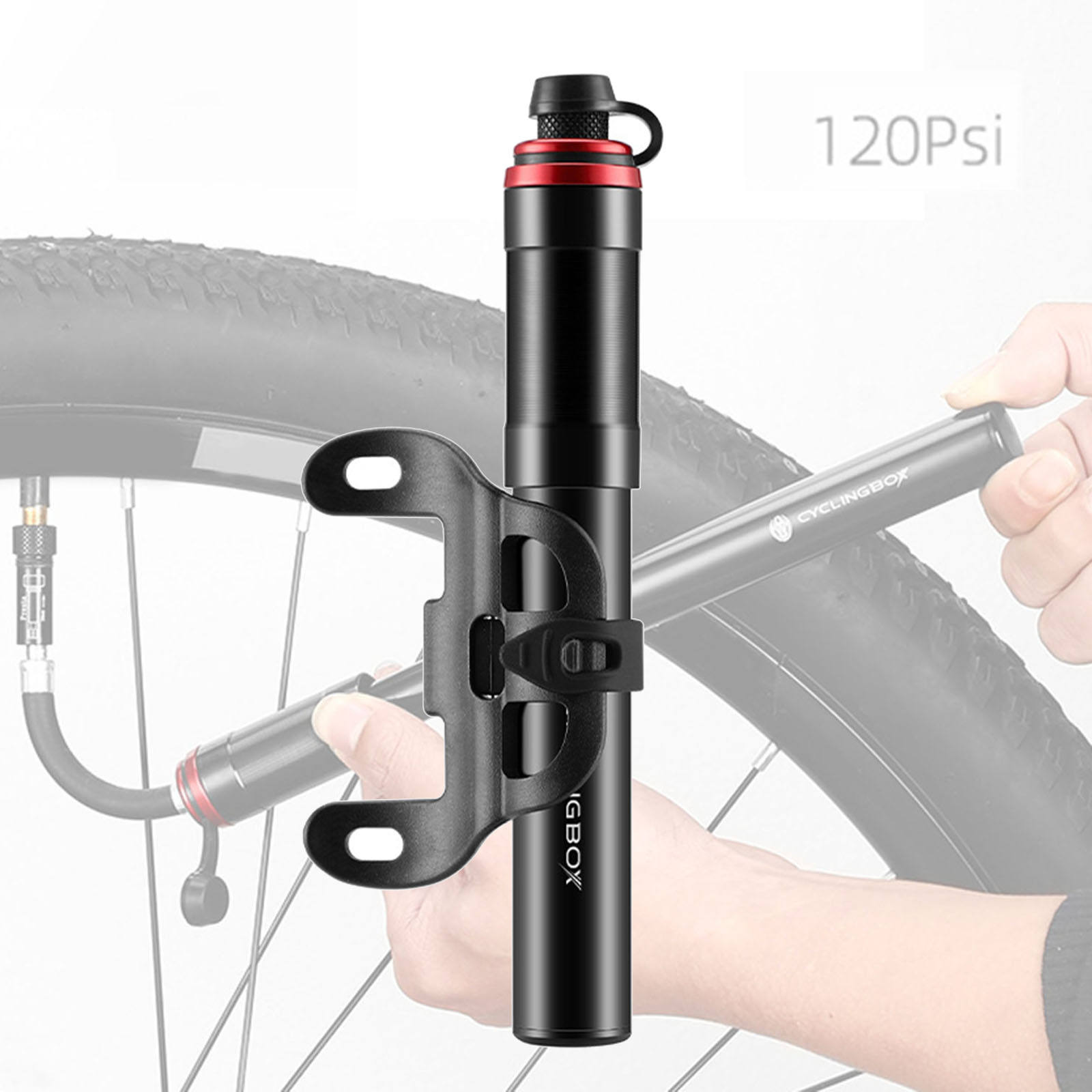 120psi High-pressure Bike Air Shock Pump Fit Presta/Schrader Valve for Fork &amp; Rear Suspensions Mountain Road Bicycle