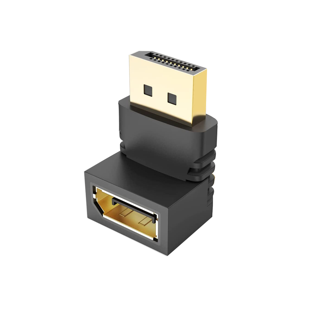 Displayport-adaptador de 90 grados, conector convertidor macho a hembra, vídeo HD para ordenador portátil, Monitor, proyector, HDTV DP: BLANCO