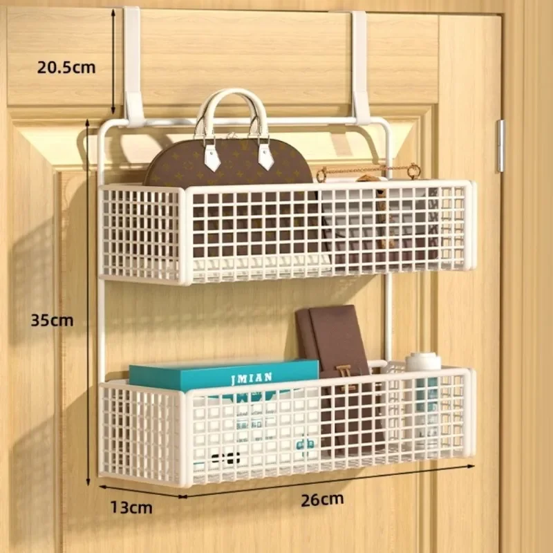 Door Mounted Shelf with Hooks Kitchen Wall Mount Storage Shelves Bathroom Organiser Multifunctional Toiletries Organiser Shelf: black