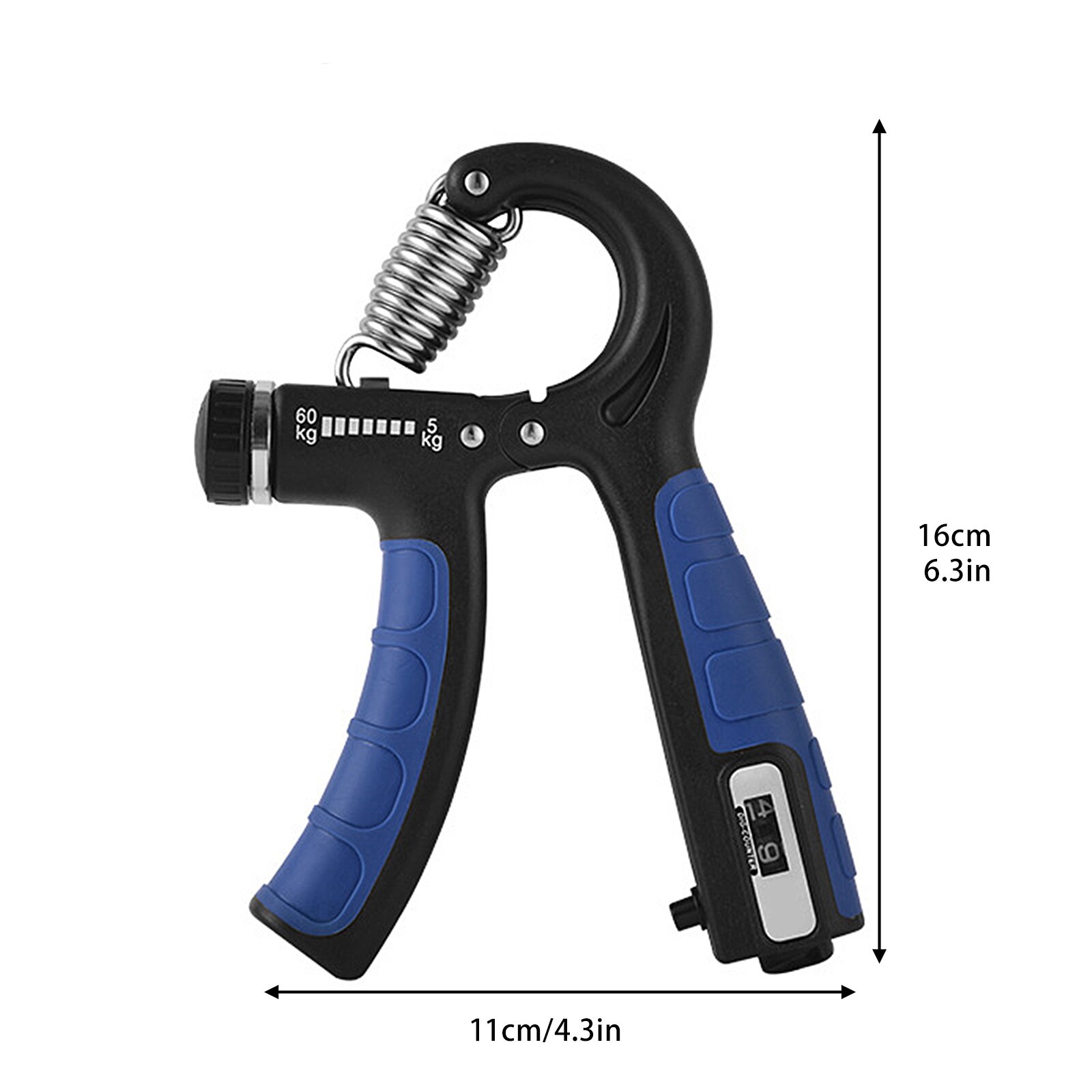Grip Strength Device Portable Fitness Equipment Trainer Durable 5KG-60KG Countable Finger Rehabilitation Training: Blue