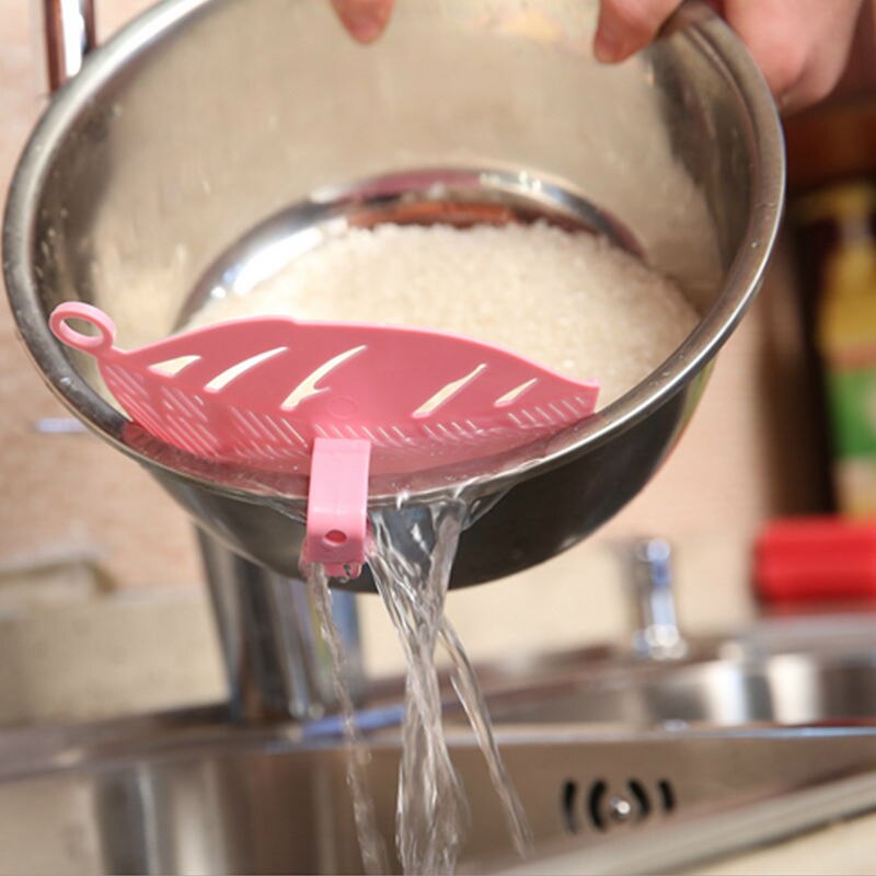 Bladform klip type rengøring ris vask sigtedrænningsapparat sil filter madlavningsværktøj snavs filter køkken gadget utility