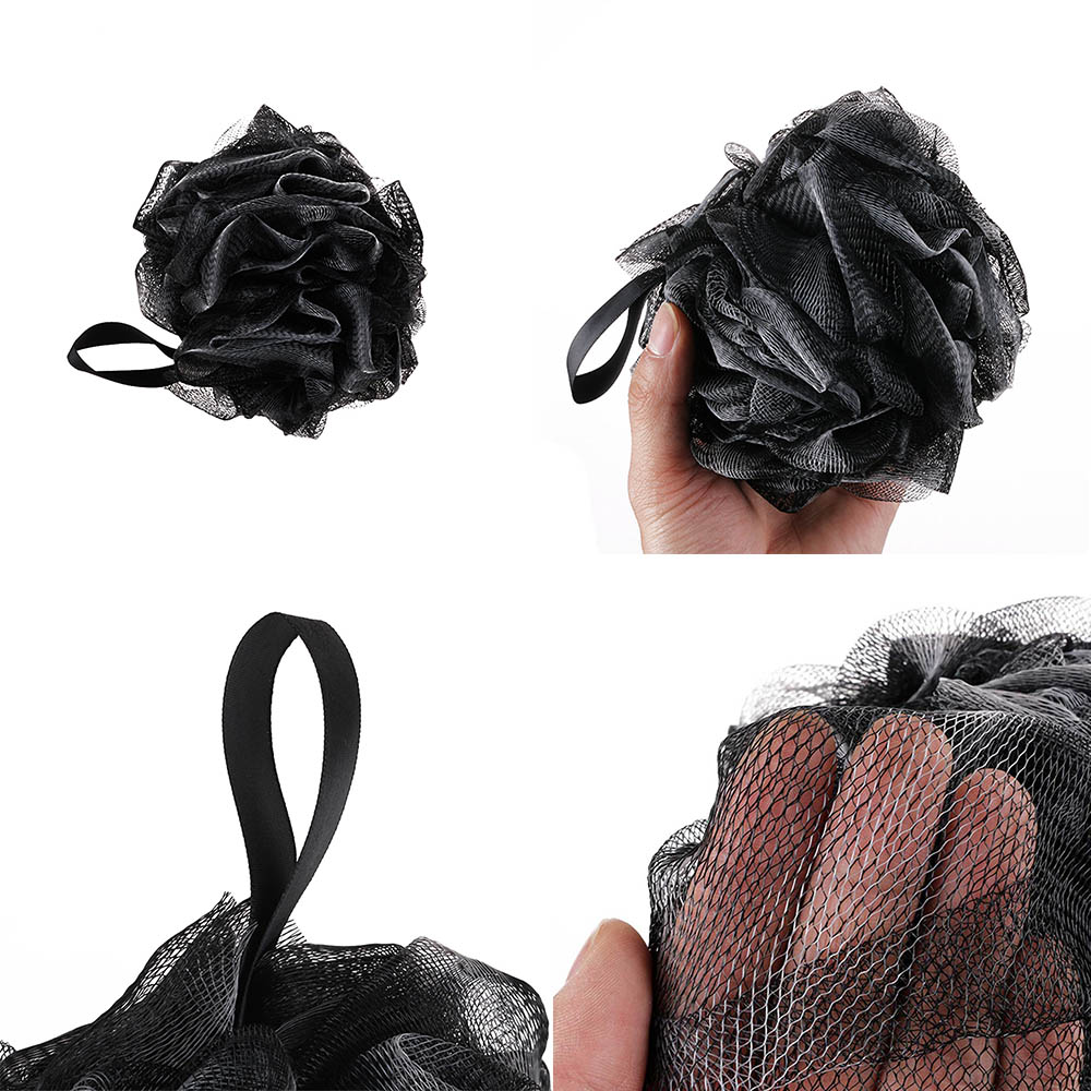 1PC Black Luxury Loofah Shower Pouf Sponge Exfoliating Mesh Pouf Washing Cleaning Sponge bathroom supplies