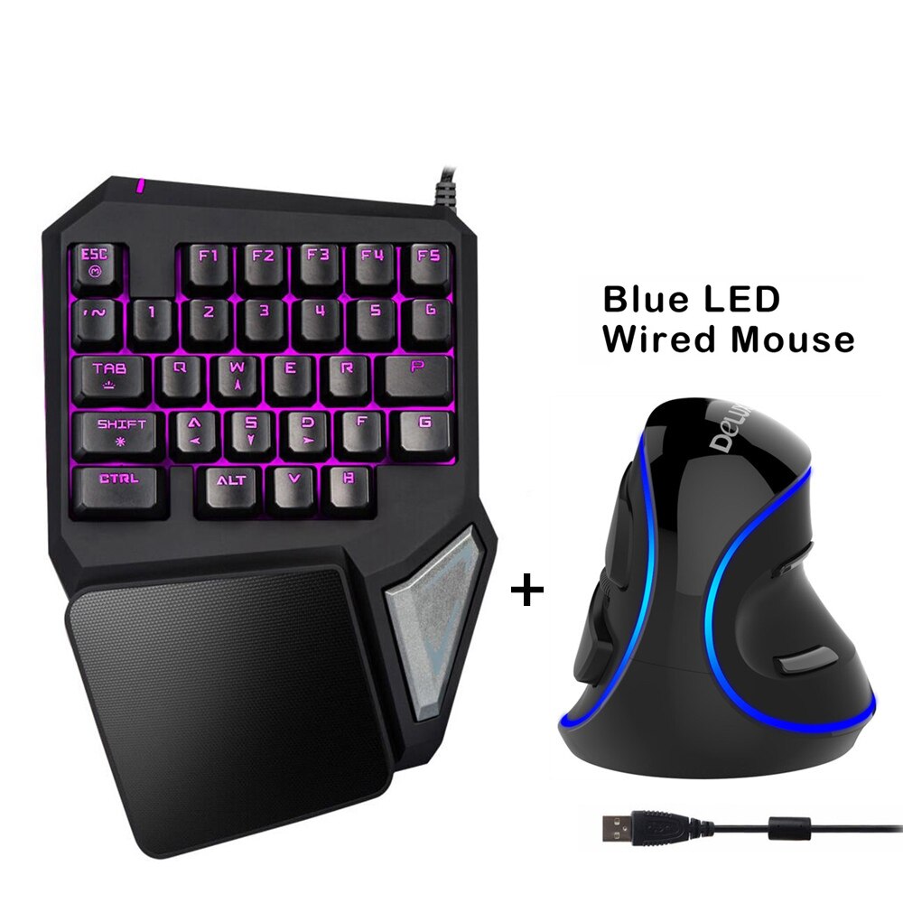 Delux souris filaire clavier Combos ergonomique simple main T9 Mini clavier de jeu avec optique M618 Kit de souris verticale pour ordinateur portable: keypad with mouse 1