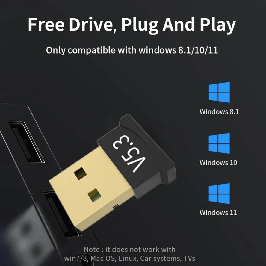 Bluetooth 5.3 USB Bluetooth Wireless Adapter for PC Dongle Adapter Wireless Mouse Keyborad Music Audio Receiver USB Transmitter
