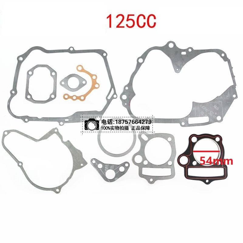 50cc Motor Pakking 110cc 125cc Zongshen Loncin Lifan 70cc 90cc Dirt Pit Bike Aap Kayo Motorfiets Cilinder 52.4Mm 54mm Pakking: 125cc gasket 54mm