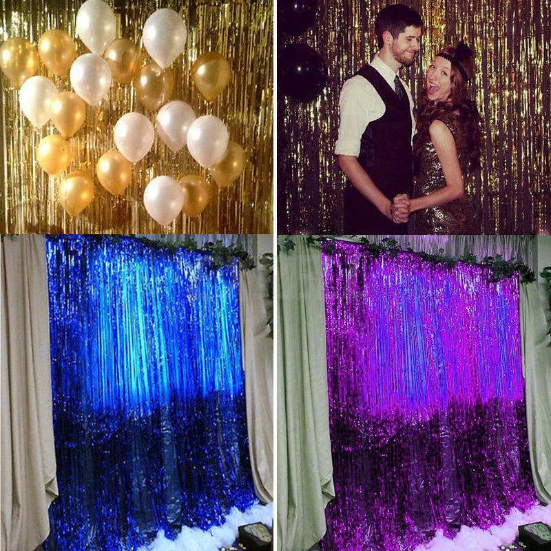 Metallic Fringe Curtain Party Foil Tinsel Room Decor 3' x 8' Door AQ