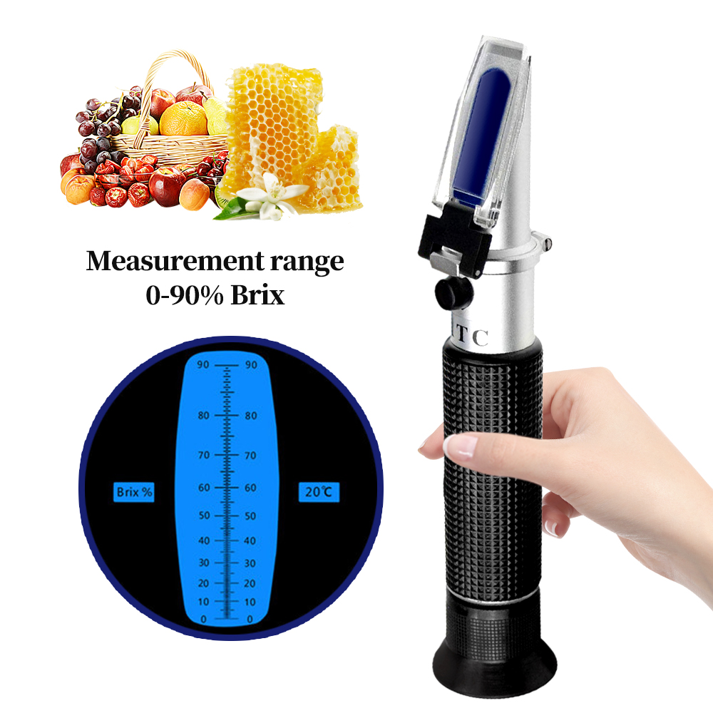 Brix 0-90% refractometer Sugar Refratometro for Food Content fruit juice liquids ATC Measurement tool 30% off