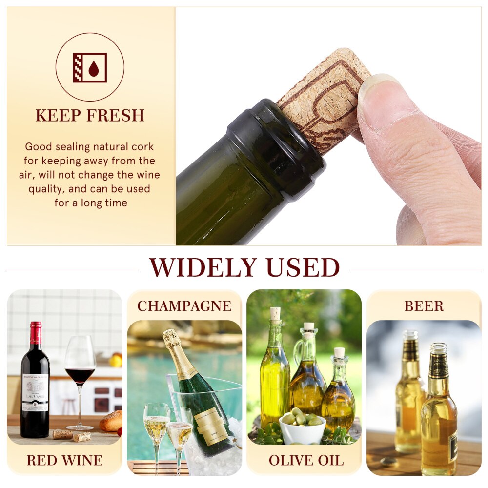 BESTONZON 100pcs Natural Corks Natural Cork Stoppers Craft Replacement Corks Sealing Cover for and Beer