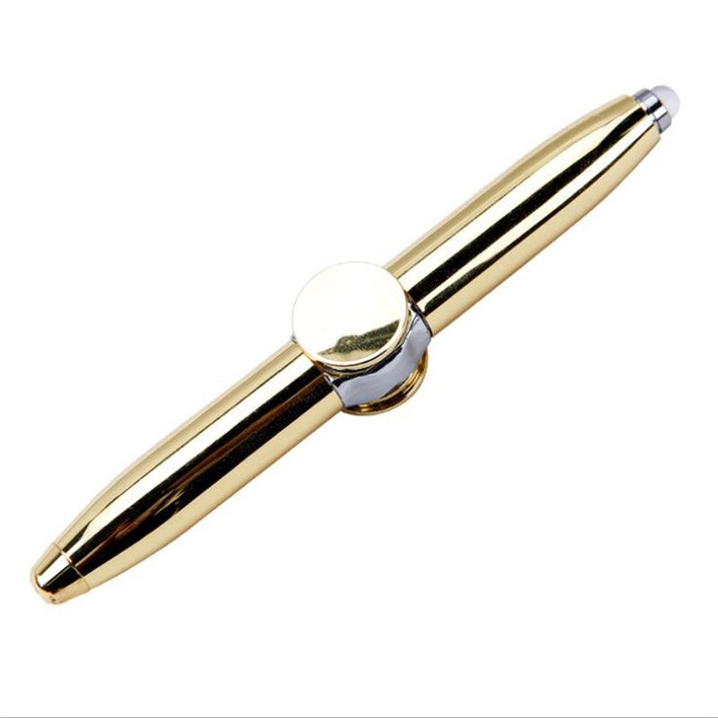 Gold Metal Fidget Spinner Pen Multi-Function Gyroscope Decompression Ball Point Pen LED Light Pens For school&Office Supplies