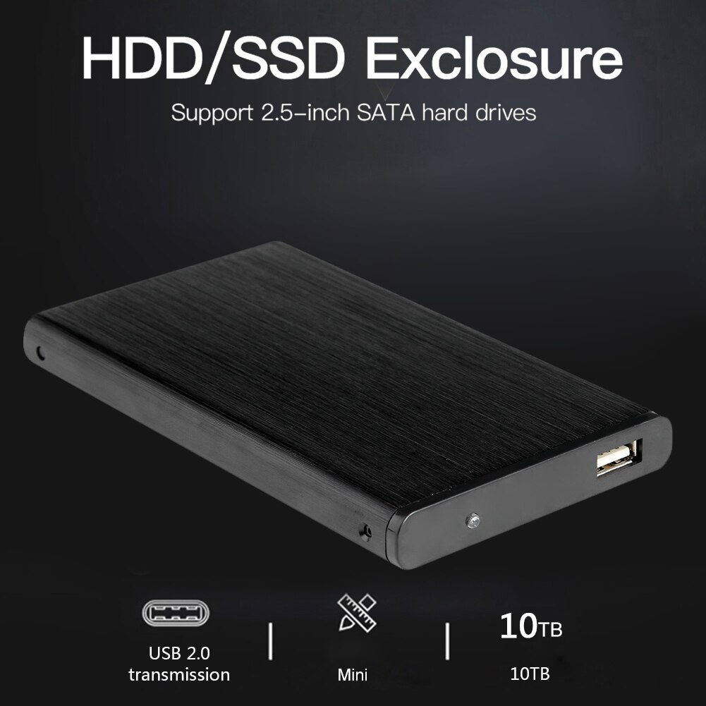 Portable 480Mbps USB 2.0 Mobile Hard Drive Disk Case Aluminum Alloy 10TB 2.5 inch SATA HDD SSD External Enclosure Box