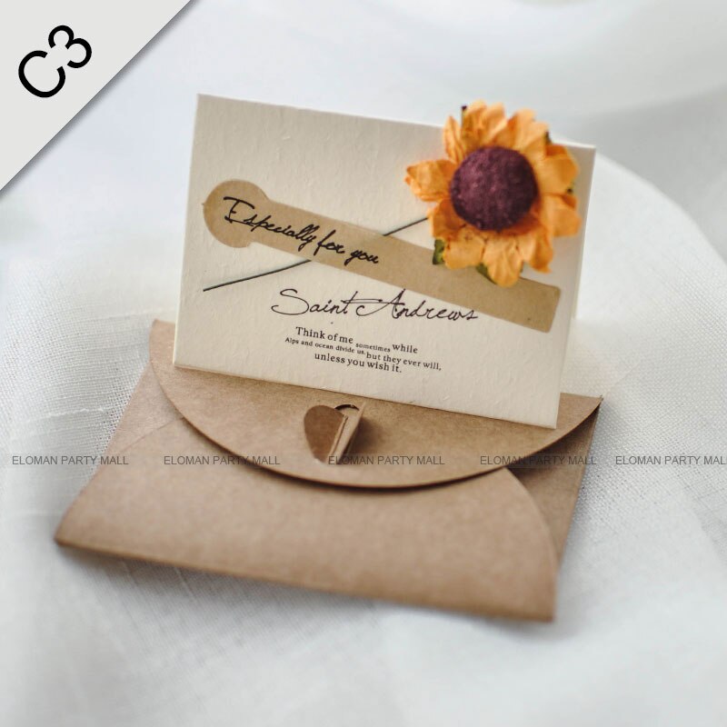 Eloman rustikke bryllup invitationer kort fødselsdag bryllup invitation konvolut+blanke kort+blomster: C3