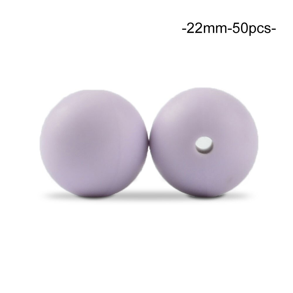 Cuentas de dentición de silicona redondas sueltas de 22MM, 50 unidades/lote para collar de dentición de silicona, cuentas de silicona, mordedor de bebé libre de BPA: lavebder fog