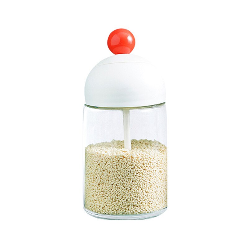 Muti-function Transparent Seasoning Box Glass Spice Pots Storage Container Seasoning Spice Sugar And Salt Jars With Spoon: W