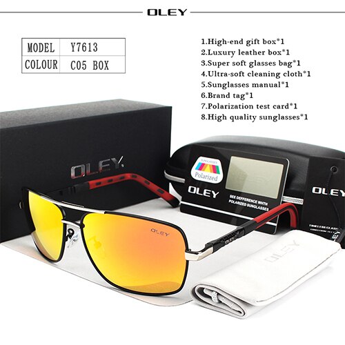 OLEY Polarisierte Sonnenbrille Männer Neue Augen Schützen Sonnenbrille Mit Zubehör Unisex fahren brille oculos de sol: Y7613 C5 BOX