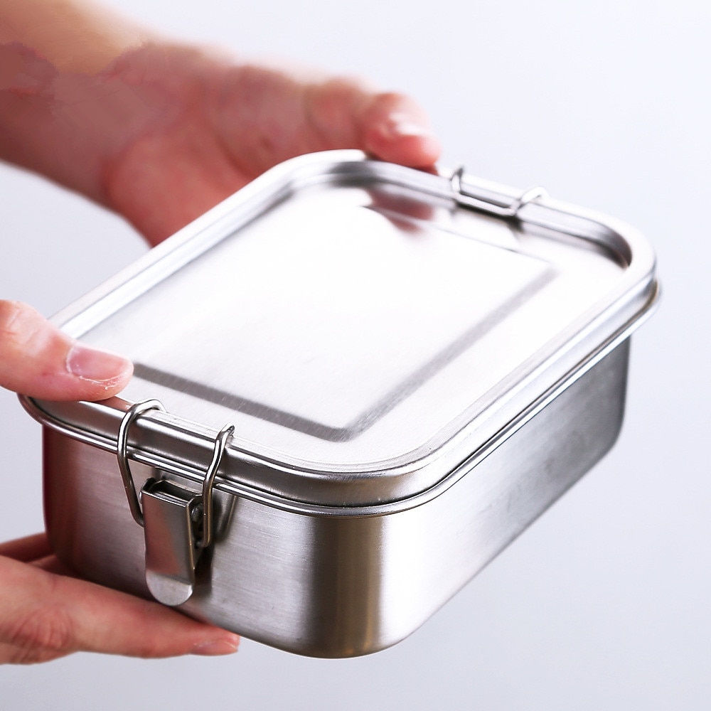 Leakproof Stainless Steel Bento Lunch Box Leak-proof Lid 1400ML Food Container with Removable Divider For Adults or Kids